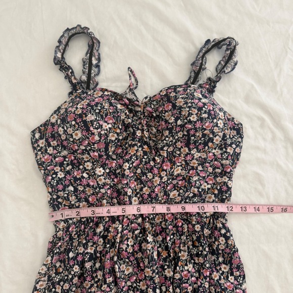 AUW Womens Dark Floral Babydoll Fairy Grunge Mini Dress Size S Coquette - Picture 5 of 9